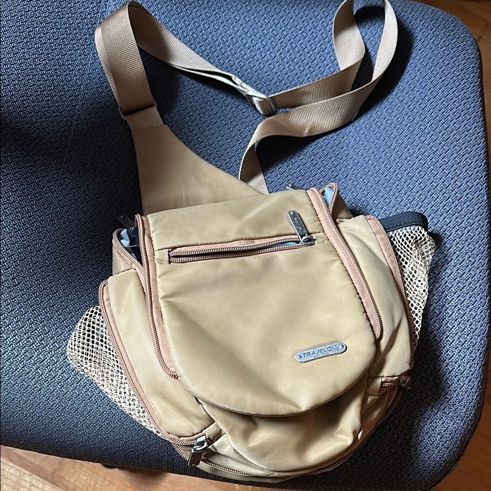 Travelon Tan Crossbody Bag with Utilitarian Style